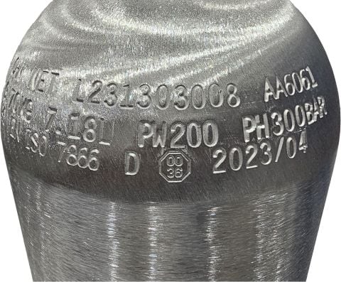 7,0 L. Alüminyum Tüp-Vanalı (Dalış Tüpü)