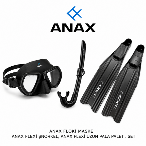 Anax Floki maske + Anax Flexi şnorkel + Anax Flexi Palet