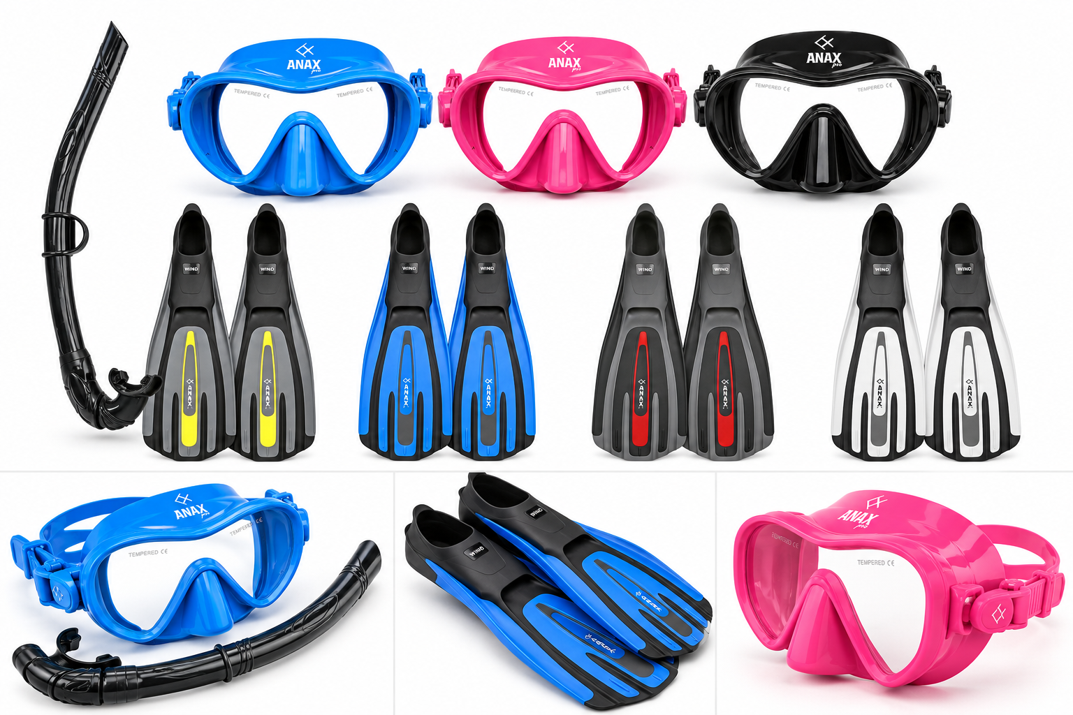 ANAX MASKE PALET ŞNORKEL SET